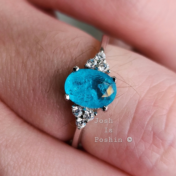 6MM Brazilian Paraiba Tourmaline Ring In Sterling Silver
